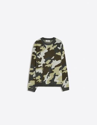 Oversize round neck print jumper — Brown 5