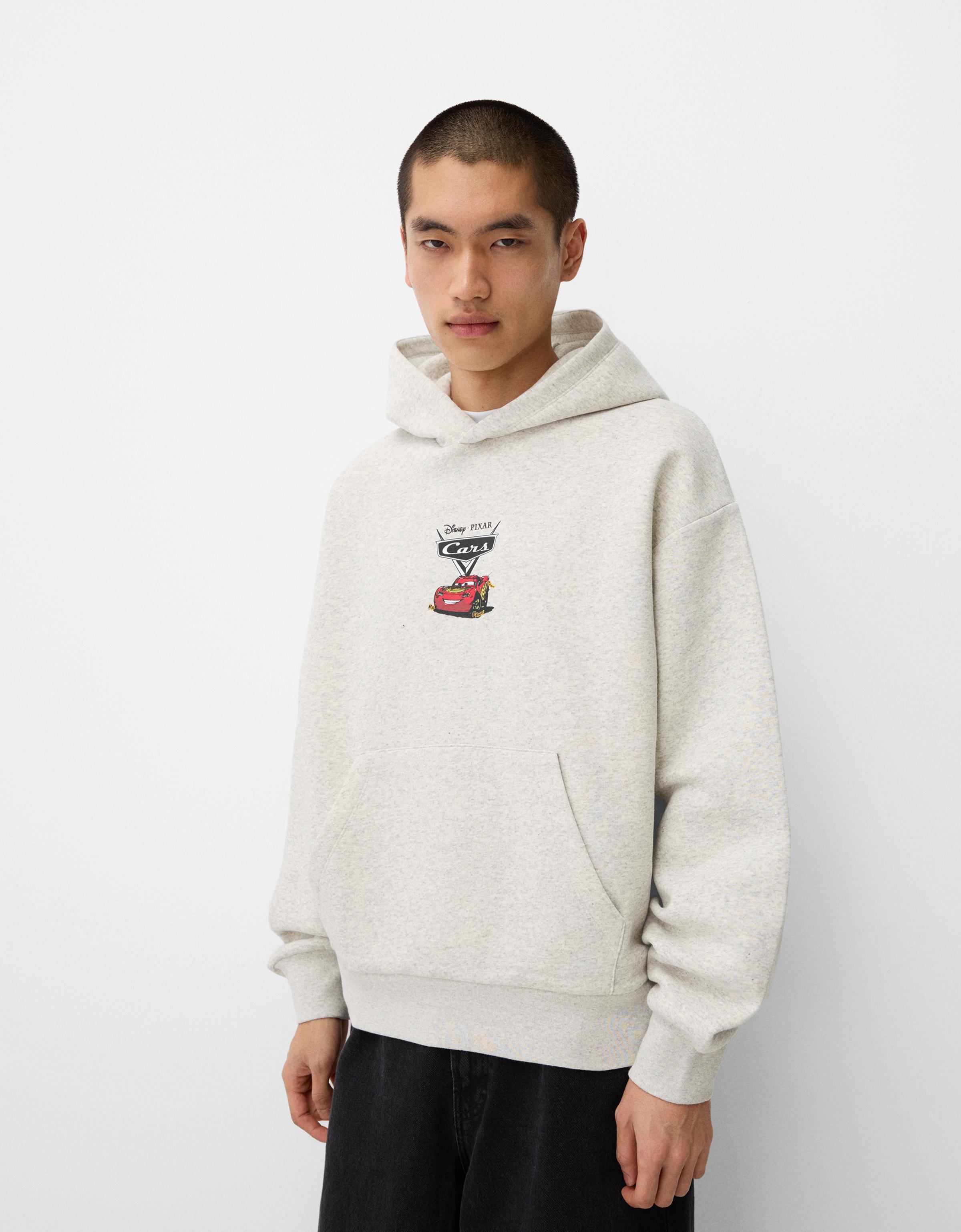 Bershka Hoodie Cars Im Boxy-Fit Mit Kapuze Herren M Grau