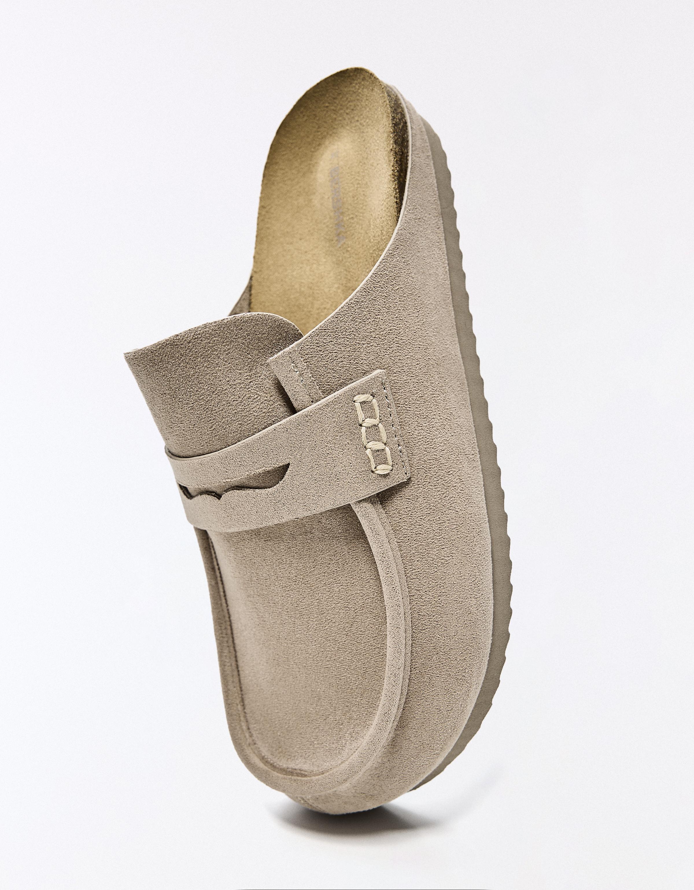 Mule clogs with mask detail — TAUPE