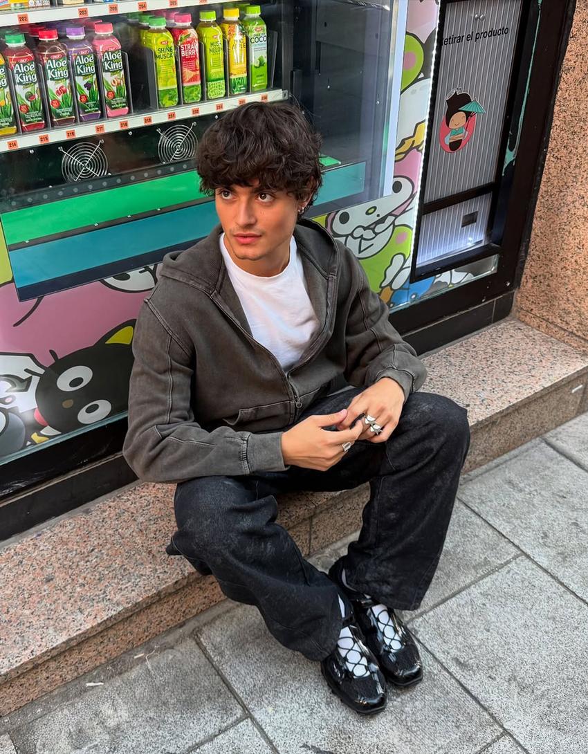 Baskılı super baggy pantolon-Siyah-2