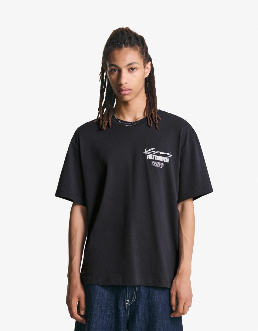 T-shirt manches courtes imprimé-Noir-0