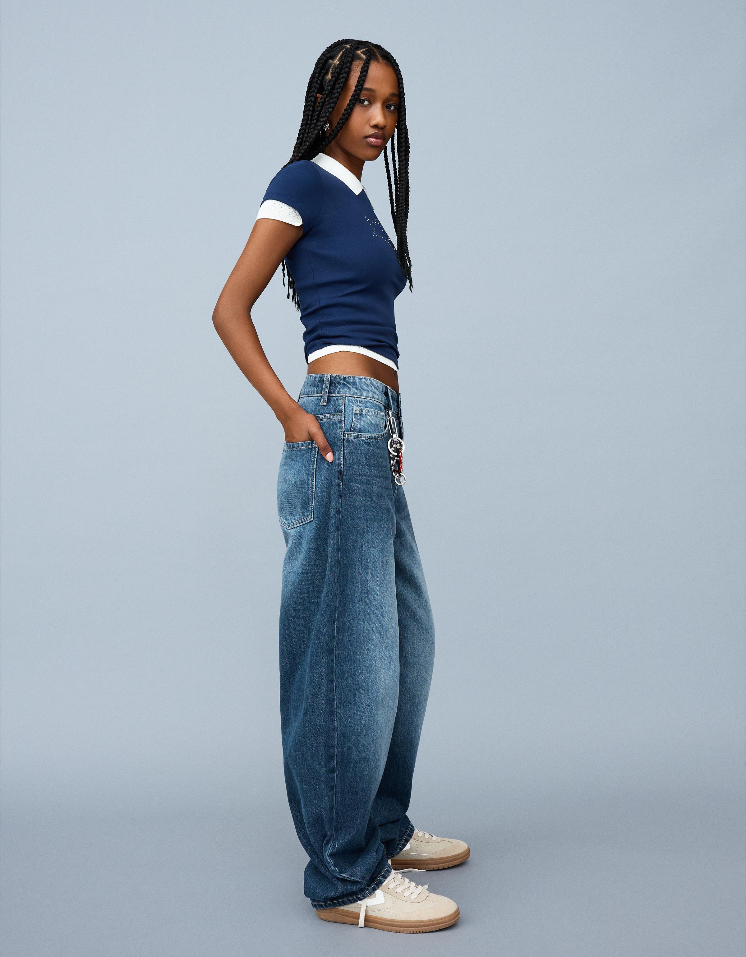 Yüksek bel geniş paça barrel fit jean - Görsel 61