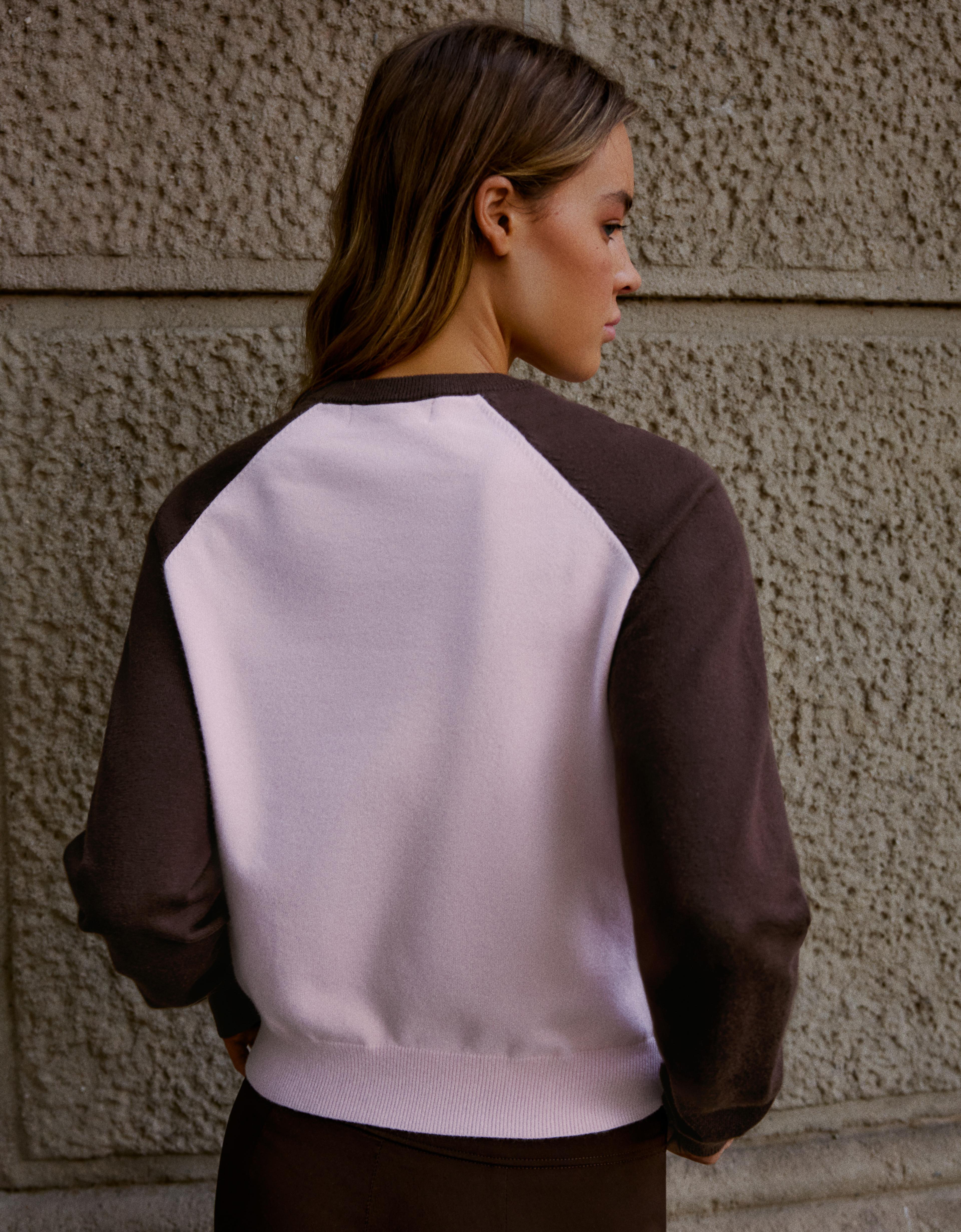 Round neck raglan jumper — Pink