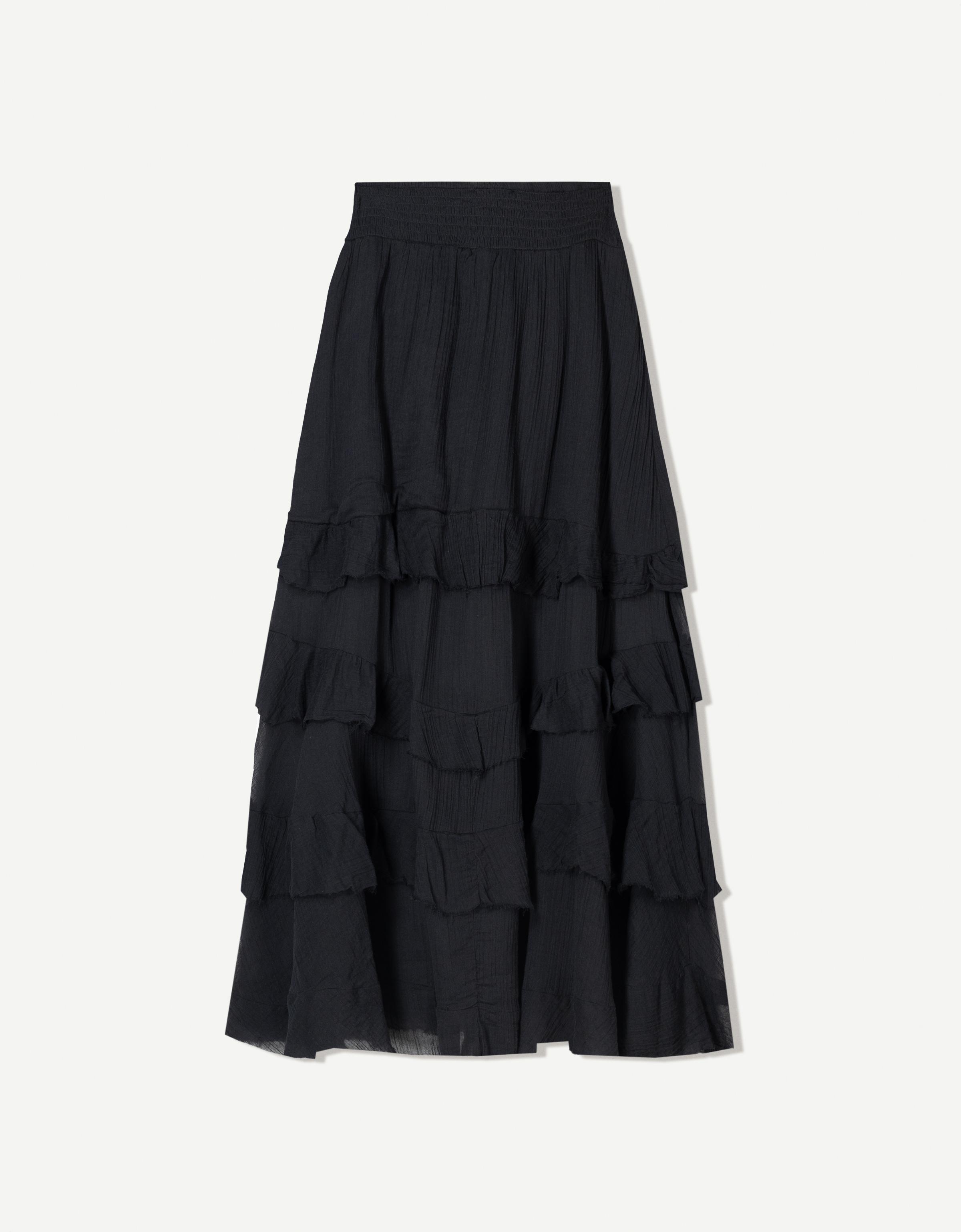 Maxi skirt with ruffles - Skirts - Women | Bershka