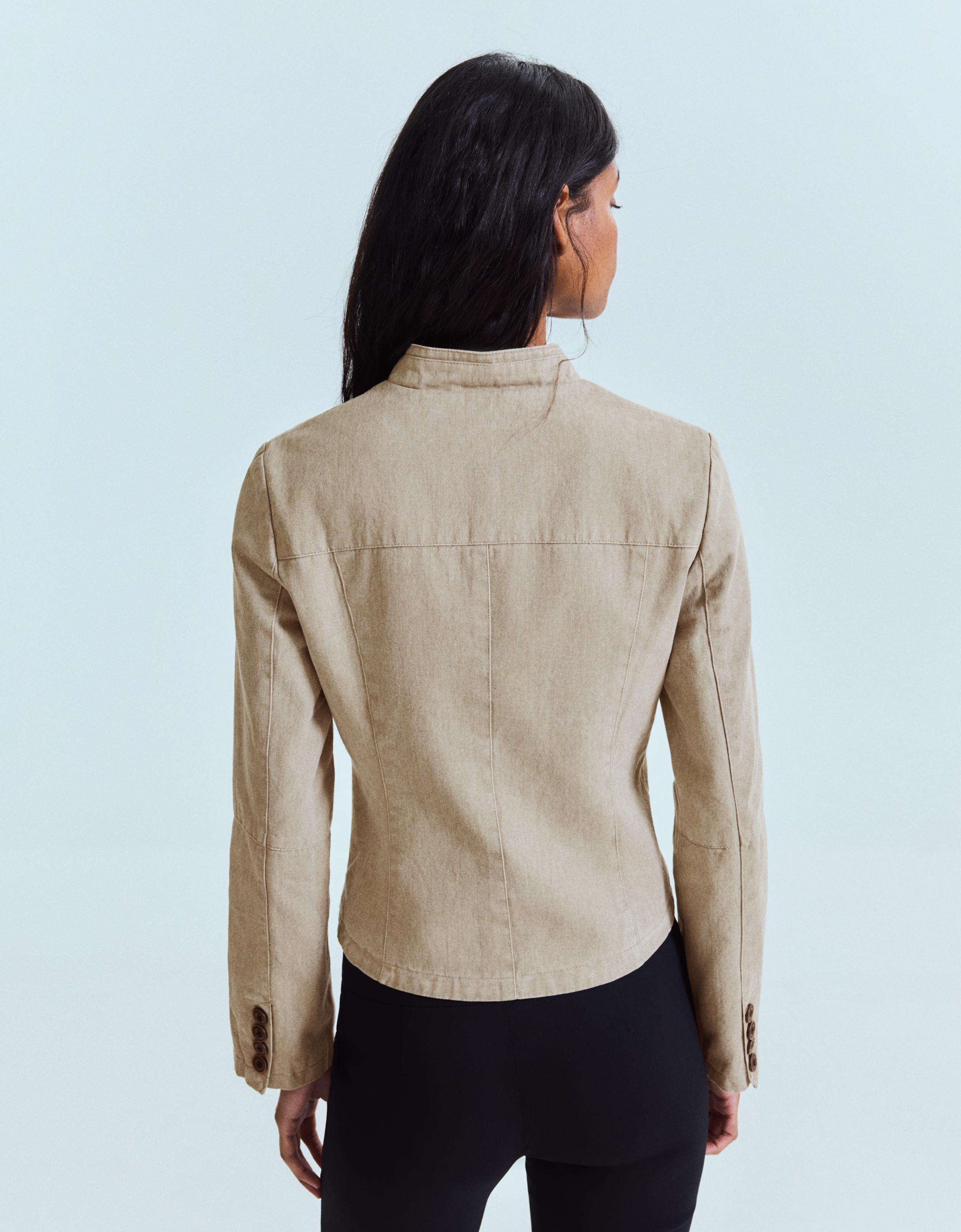 Double-breasted button-up blazer — Cream