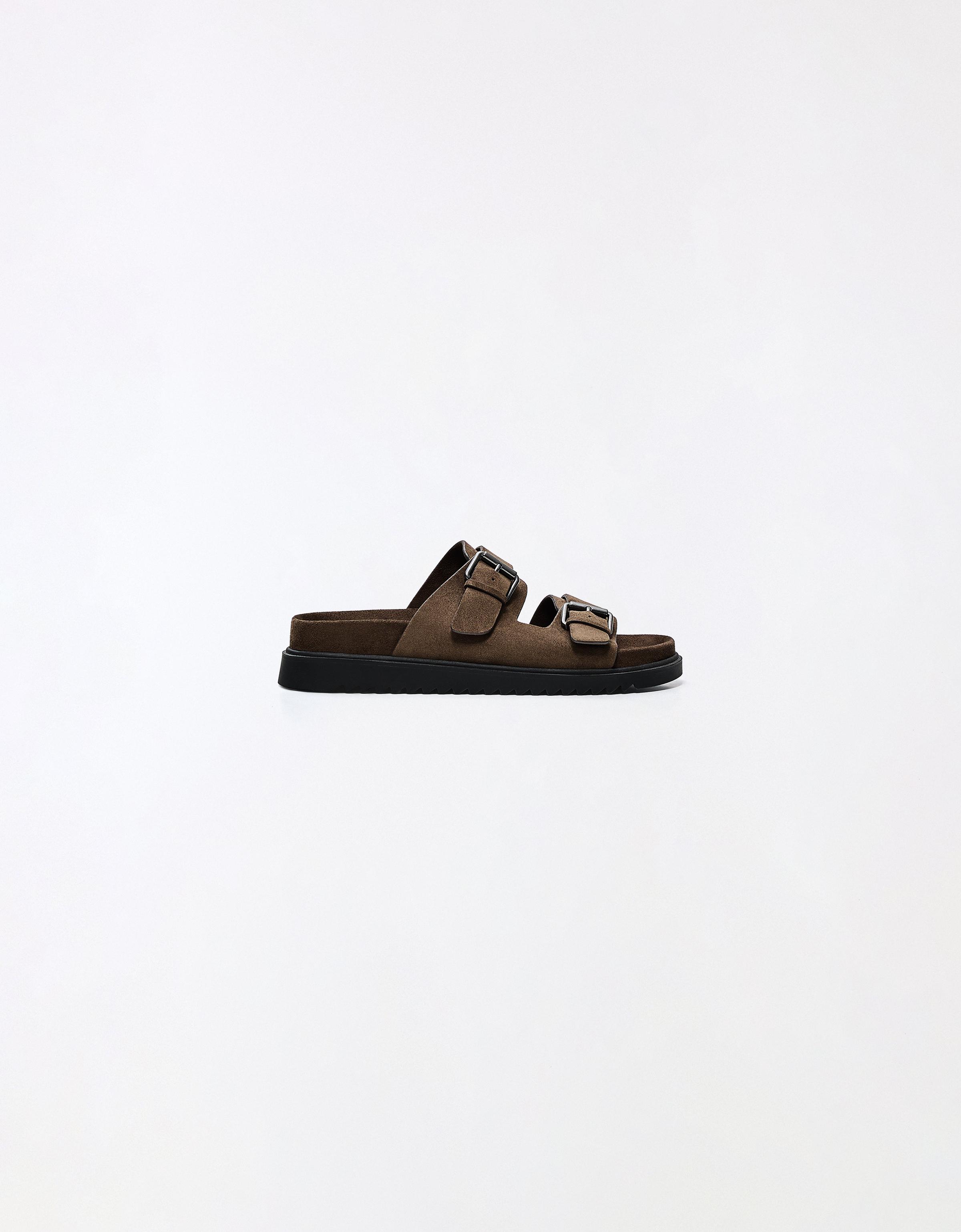 BUCKLED SANDALS — BROWN