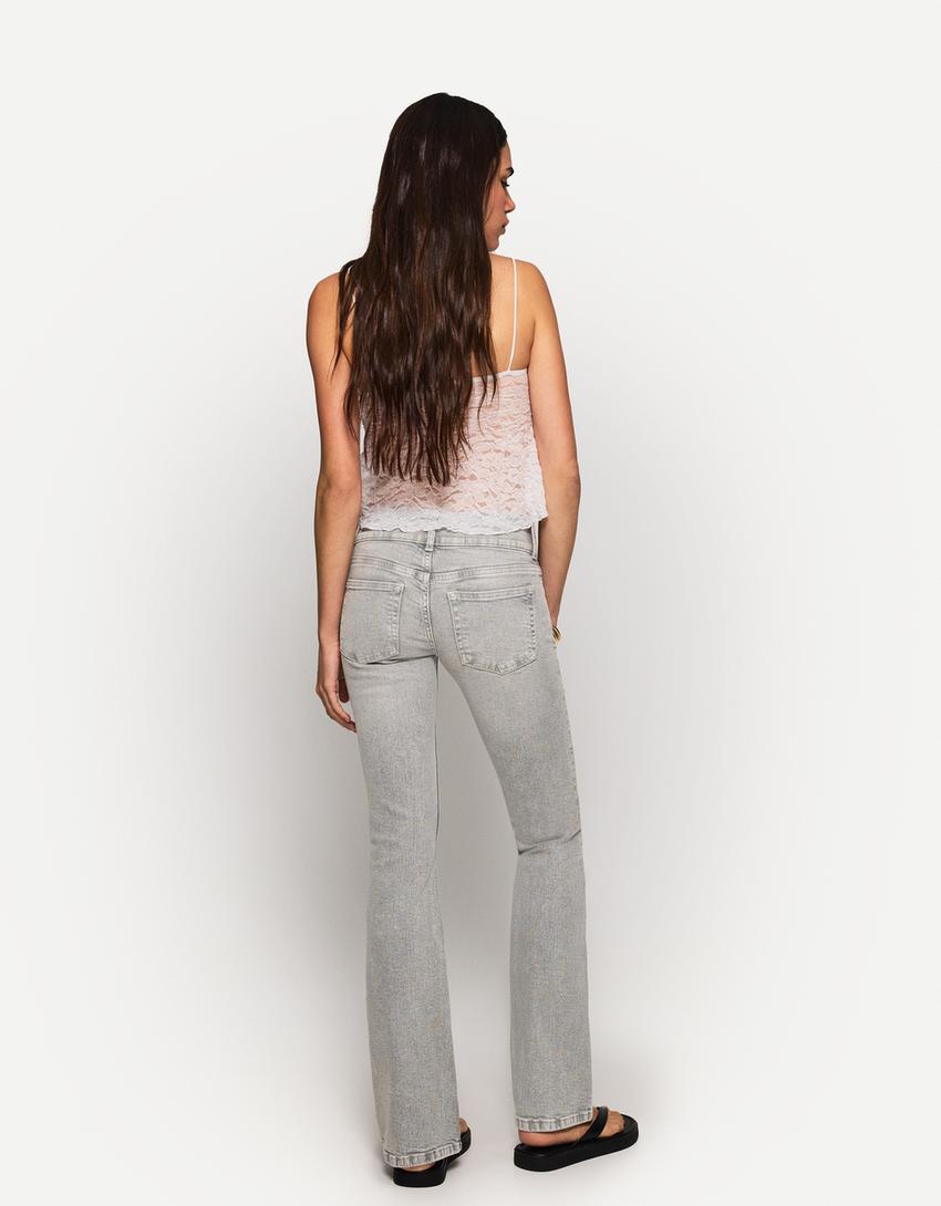 Jeans bootcut low rise-Cinzento-escuro-1