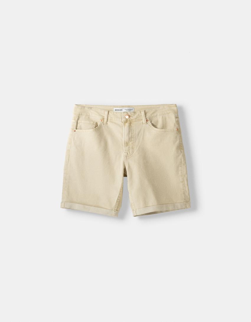 Bermuda denim retroussé-Beige-4