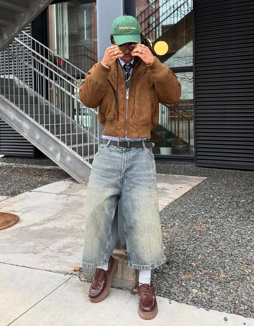 Super baggy denim Bermuda shorts-Light blue