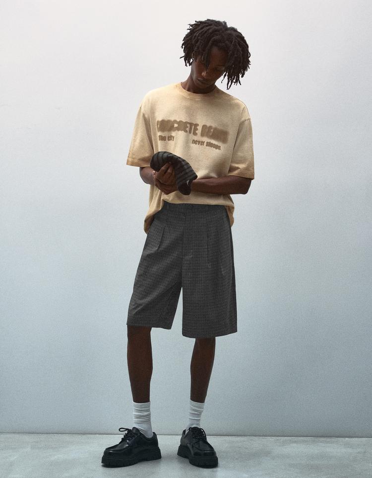 Megabaggy check Bermuda shorts — Grey