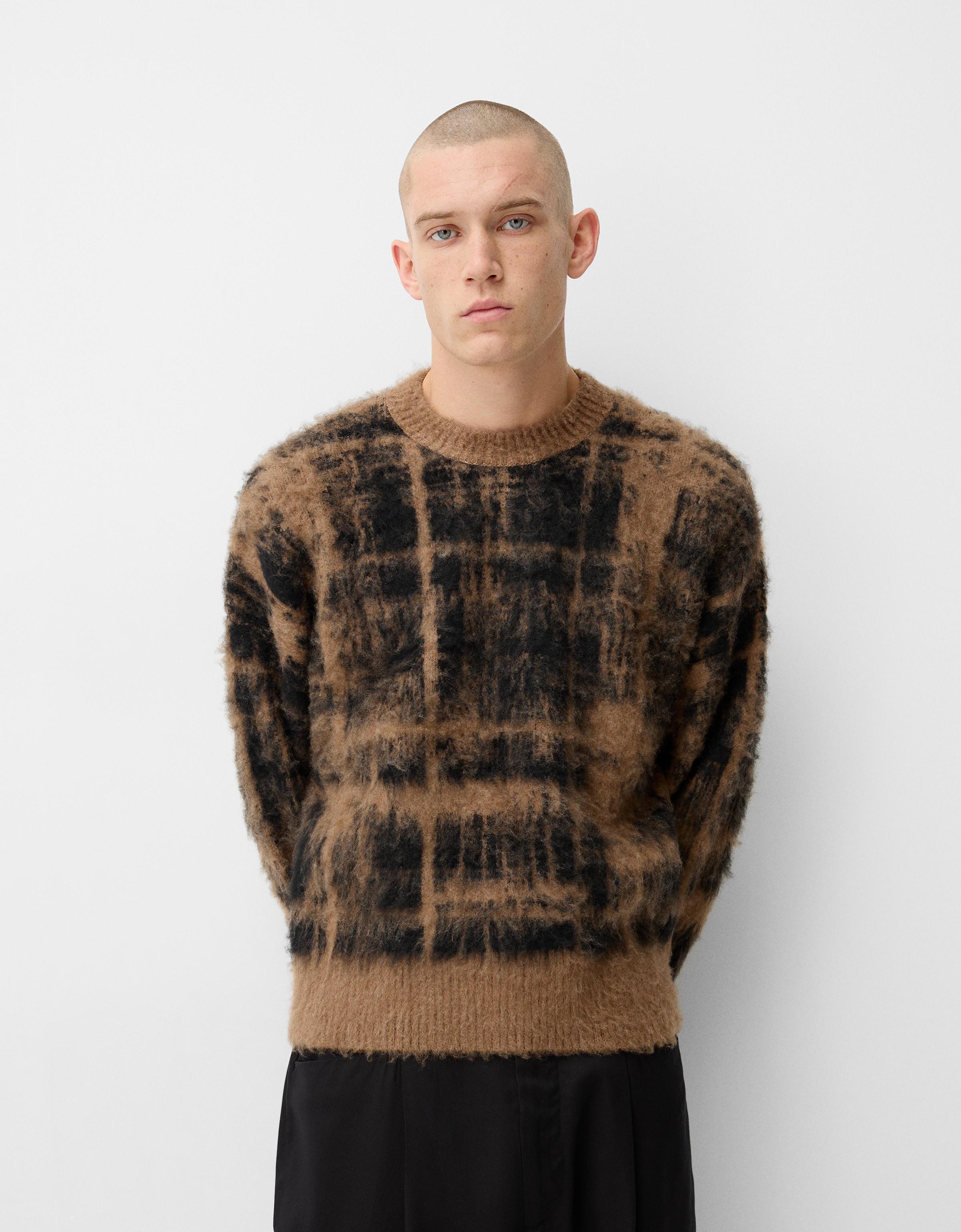 Bershka Pullover Aus Kunstfell Im Boxy-Fit Herren L Braun