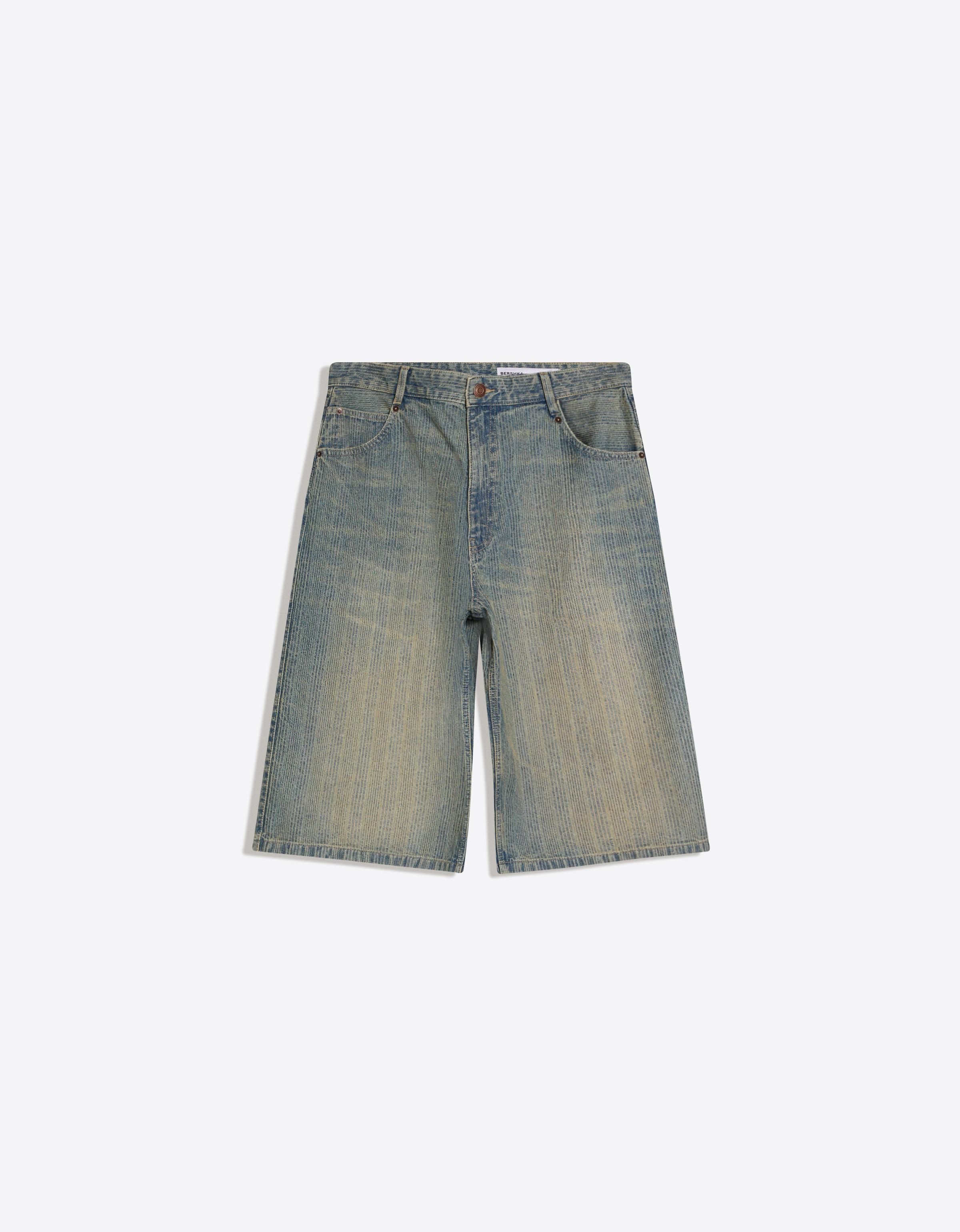 Super baggy denim Bermuda shorts — Light blue