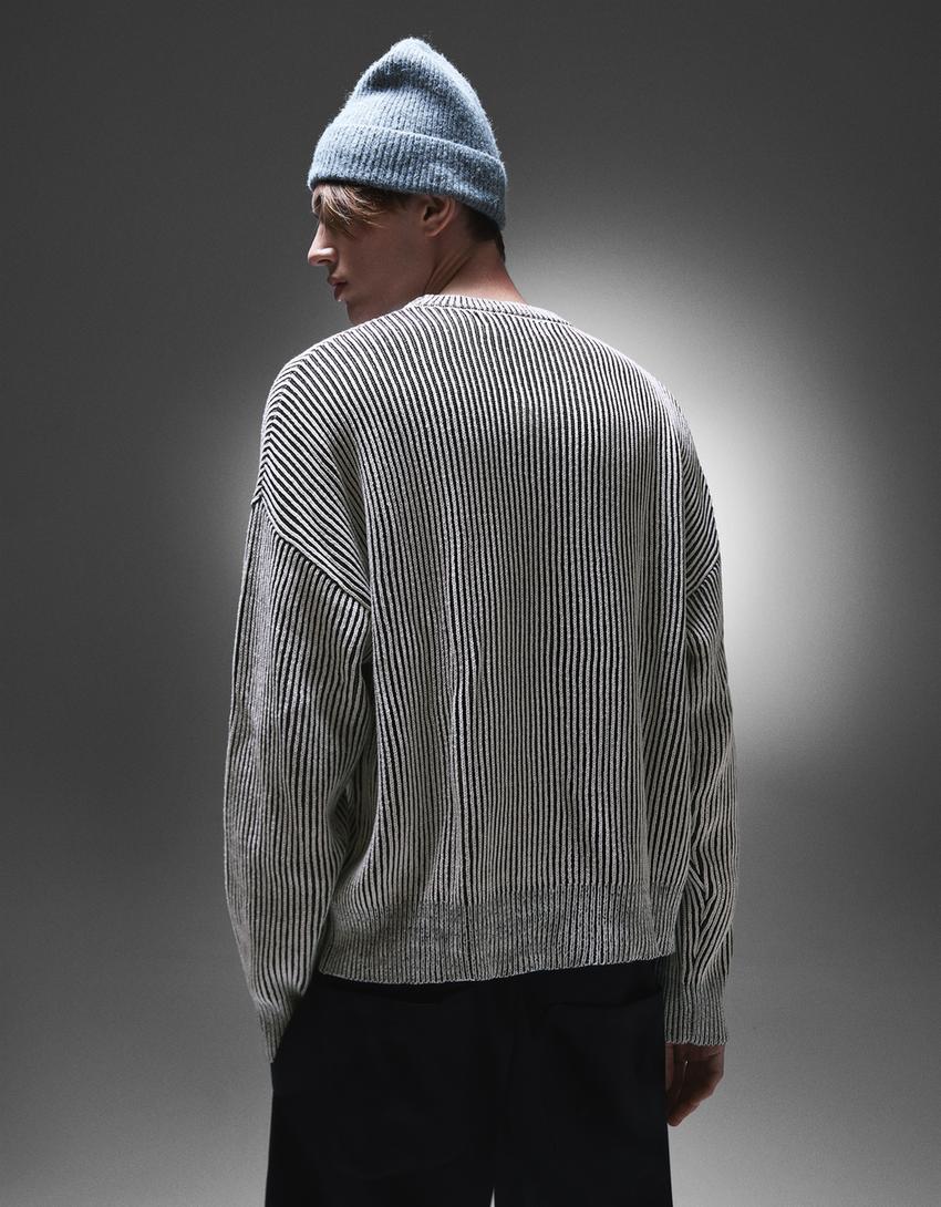 Pullover mit Print-Grau