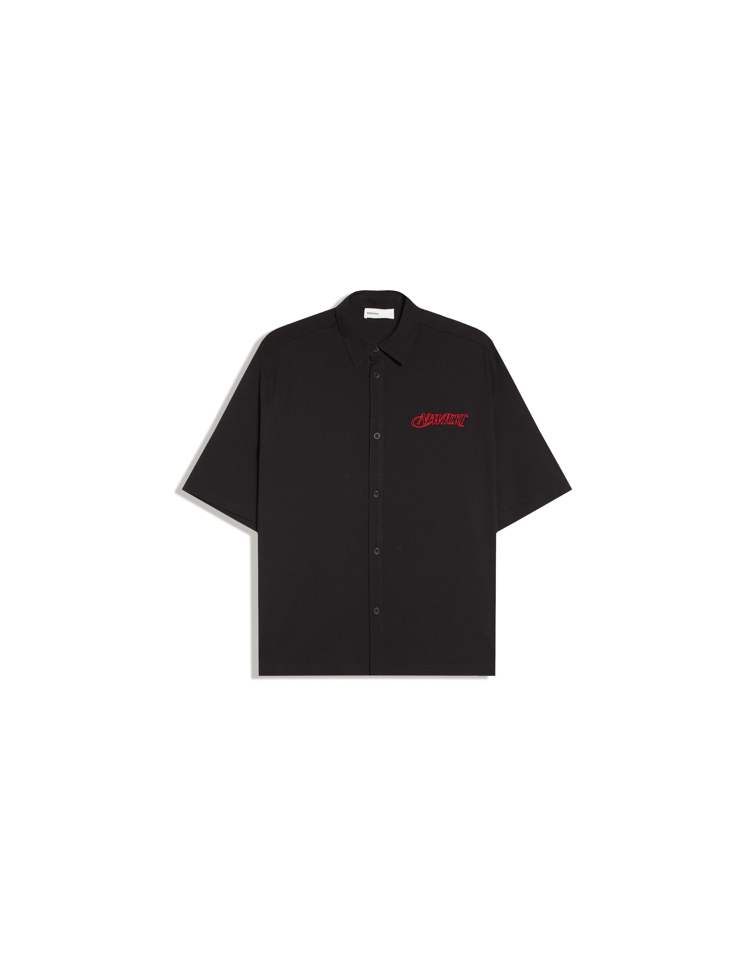 Embroidered short sleeve shirt — Black