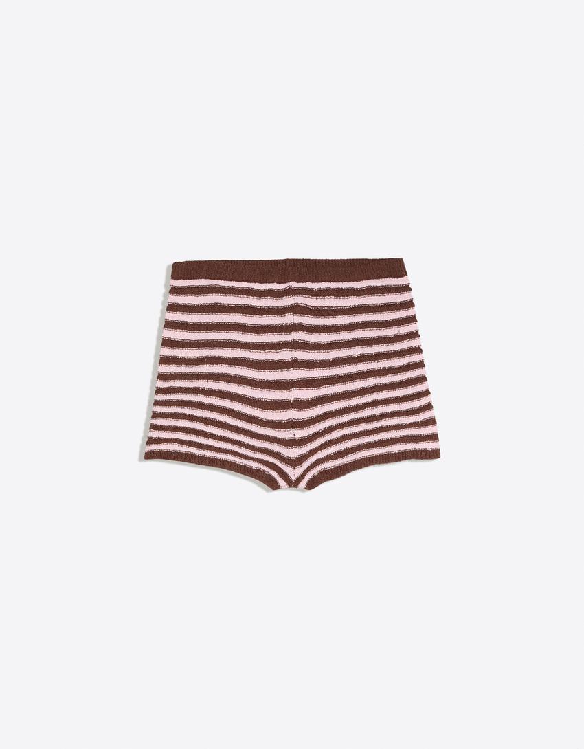 Short en maille rayée-Vert