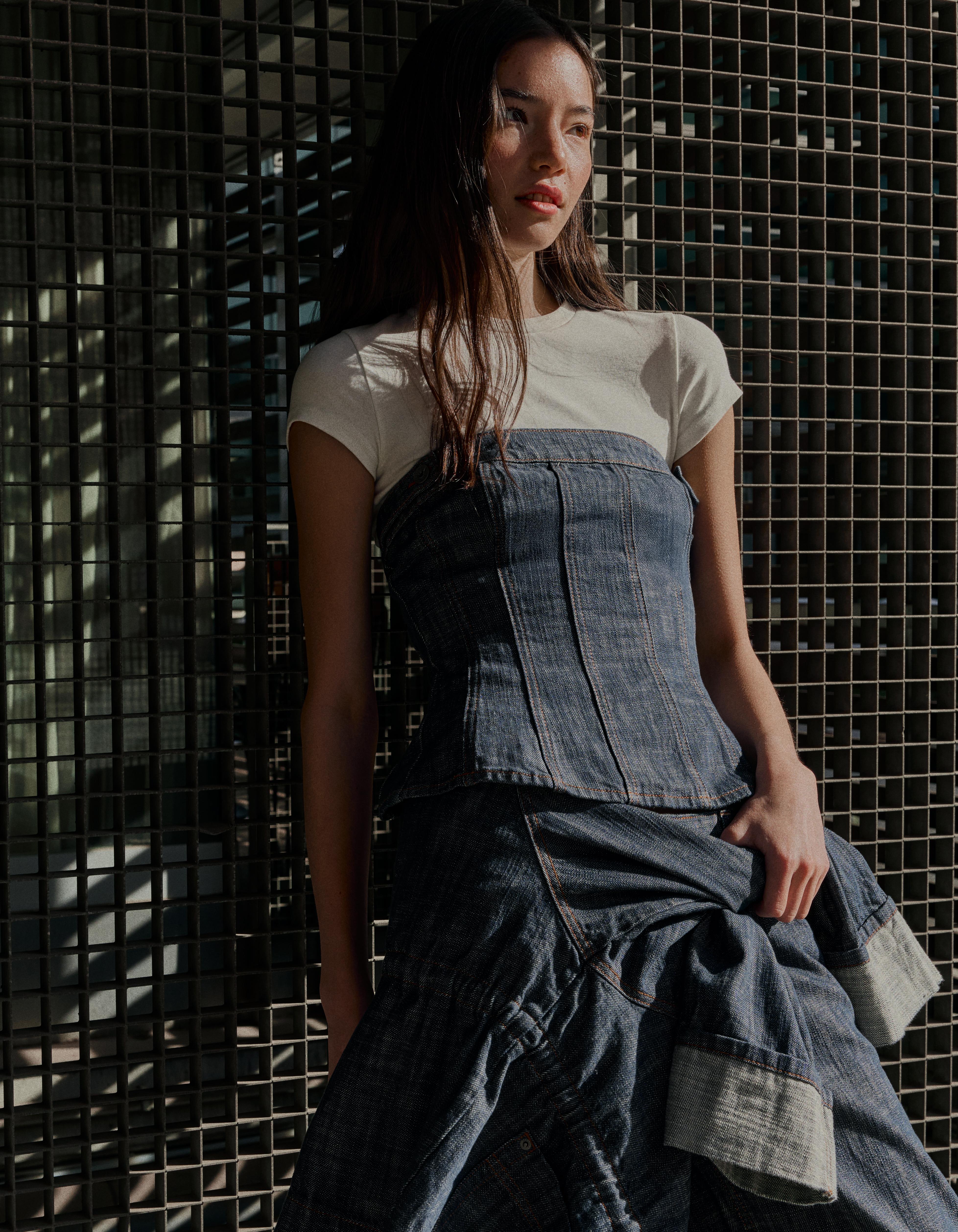 Dokulu denim top - Görsel 20