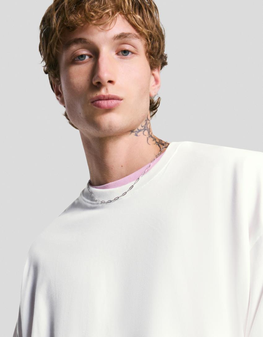 Long sleeve boxy fit T-shirt-Off white-5