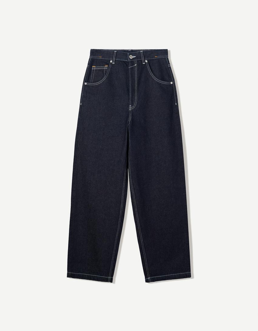 Super Baggy Jeans-Marinenblau-4