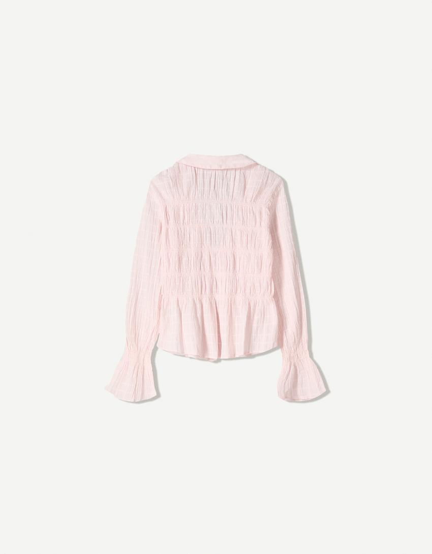 Rustic gathered shirt-Pink-4