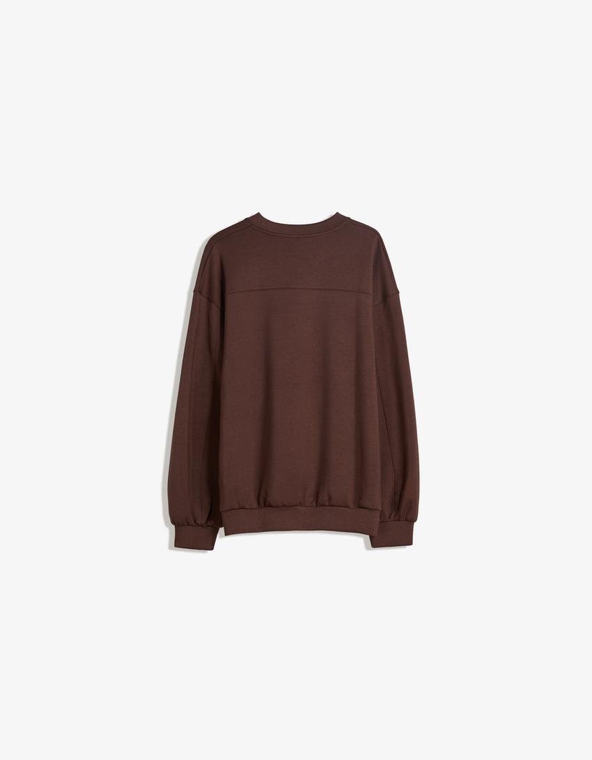 Oversize sweatshirt med modal-Brun-1