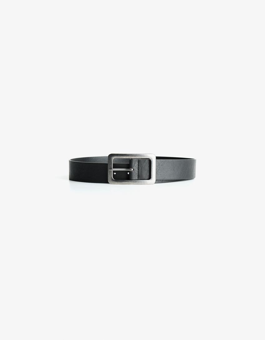 Belt with wide buckle-Black