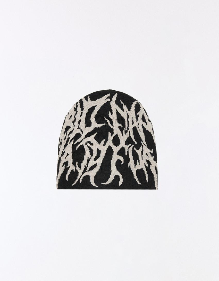 Berretto beanie in maglia-Nero