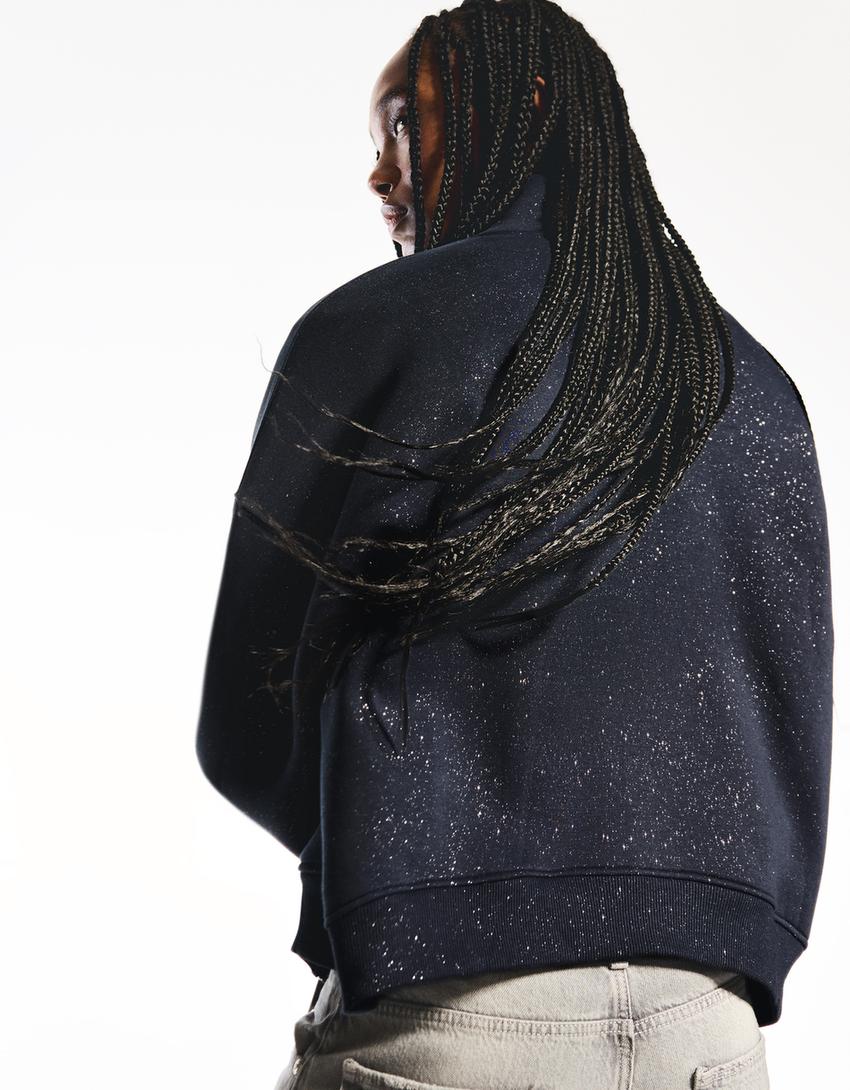 Sudadera cremallera brillo-Marino