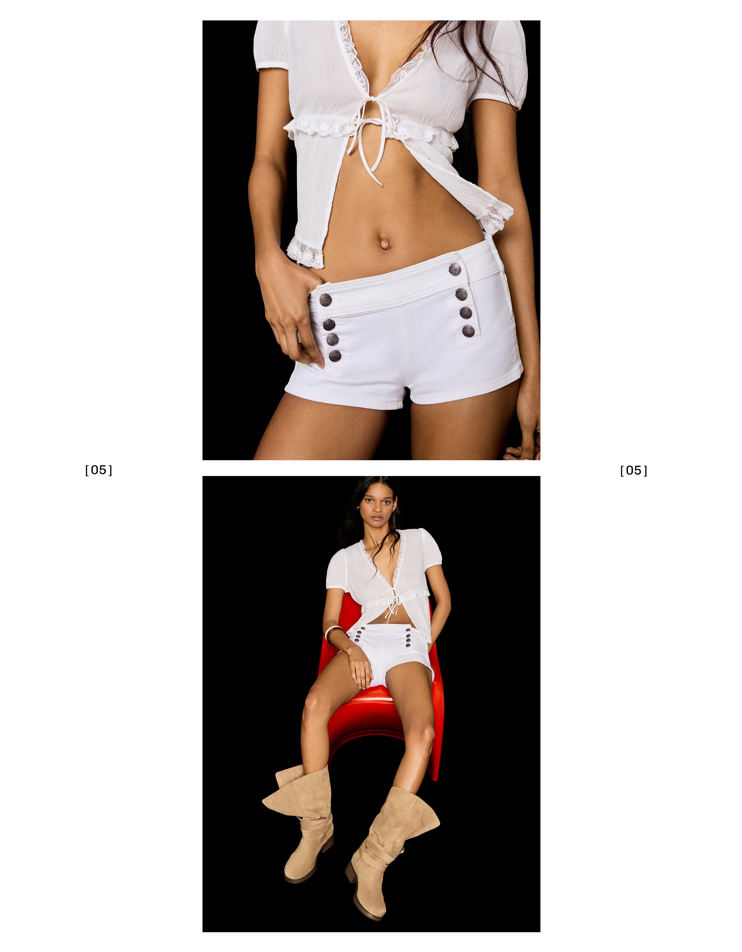 Mini button shorts — Off white