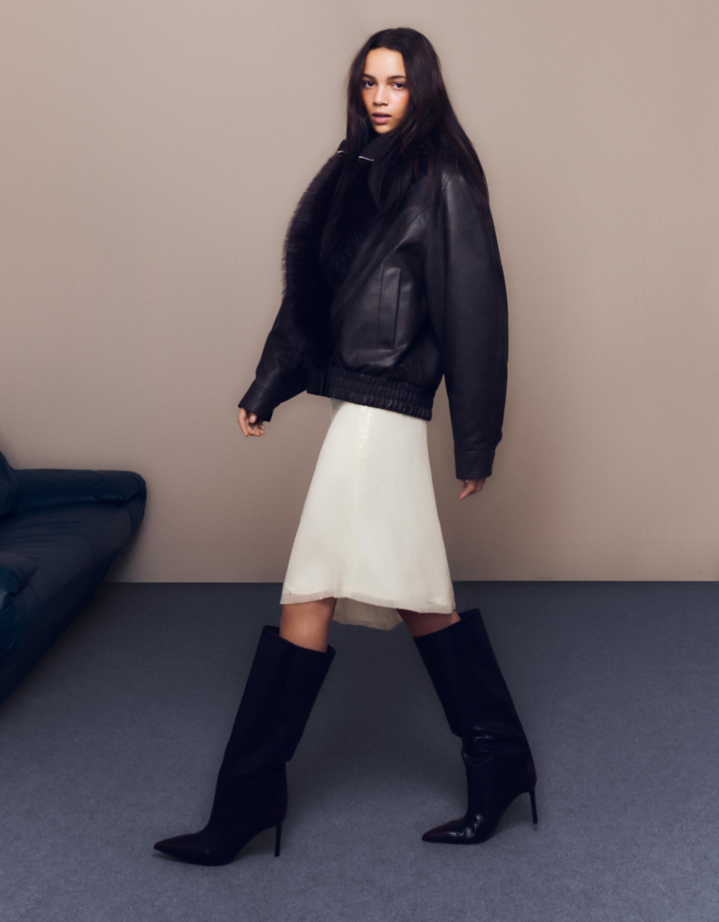 Bershka Asymmetrischer Midirock Mit Pailletten Damen L Rohweiß