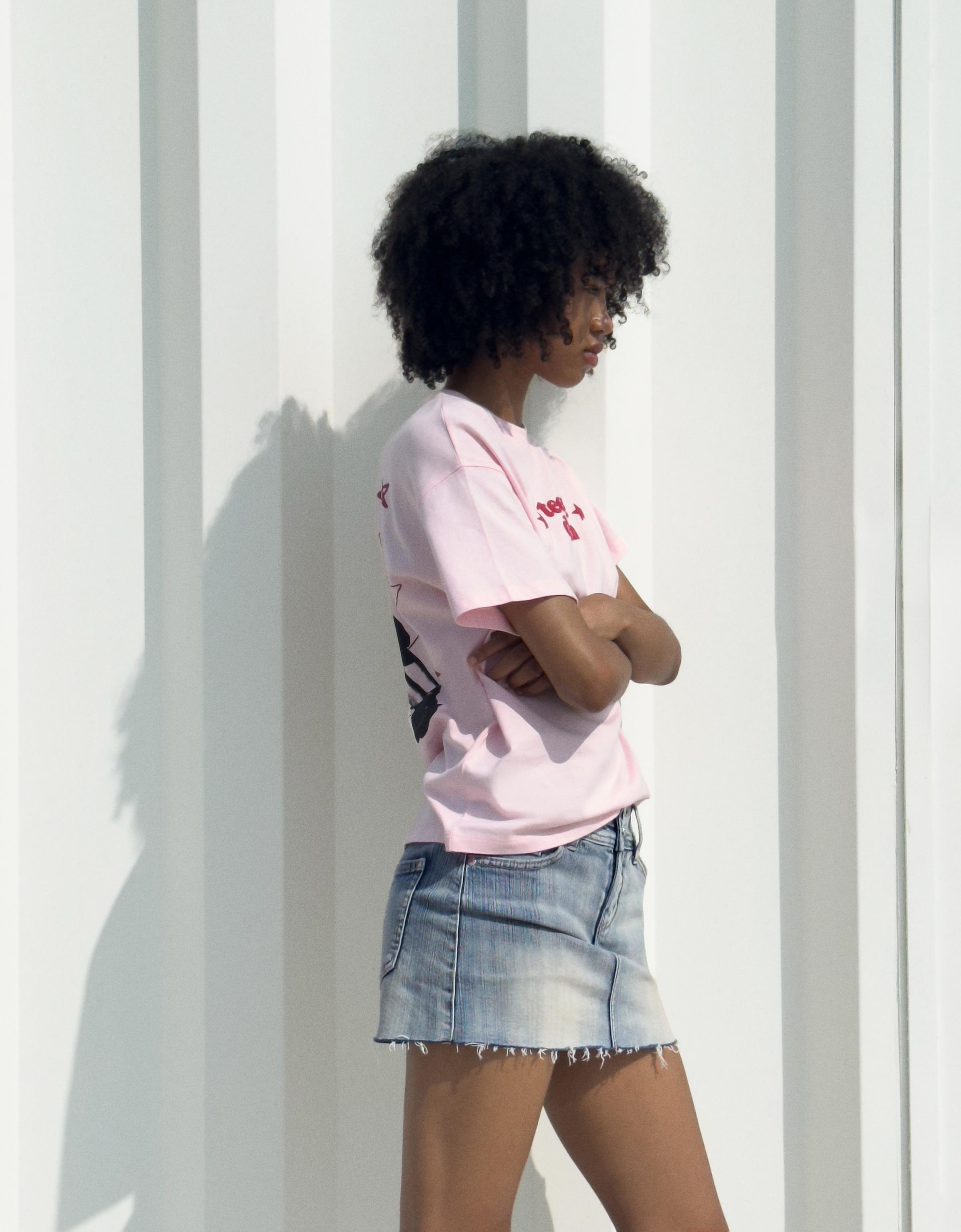 Denim mini skort — Light blue
