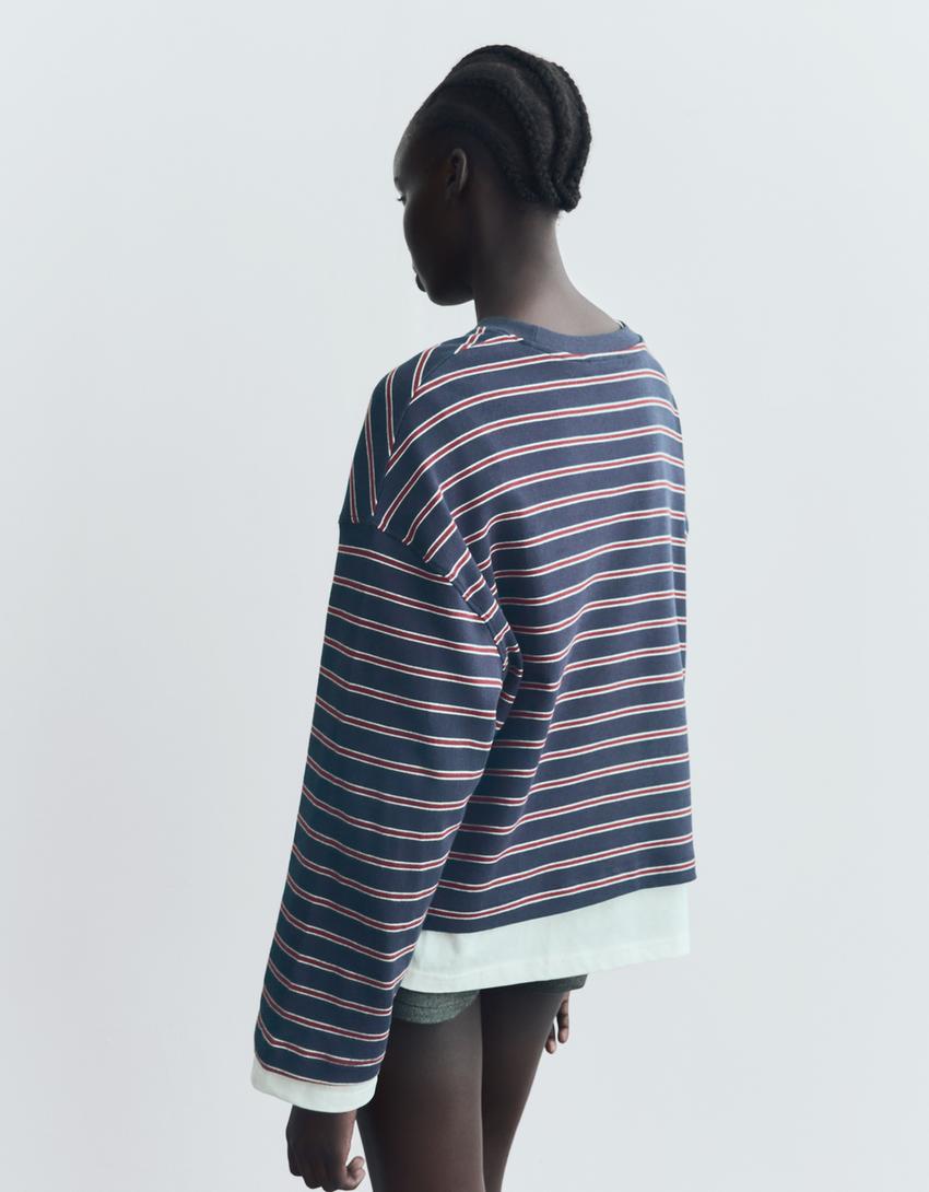 Langarmshirt mit Print-Marinenblau