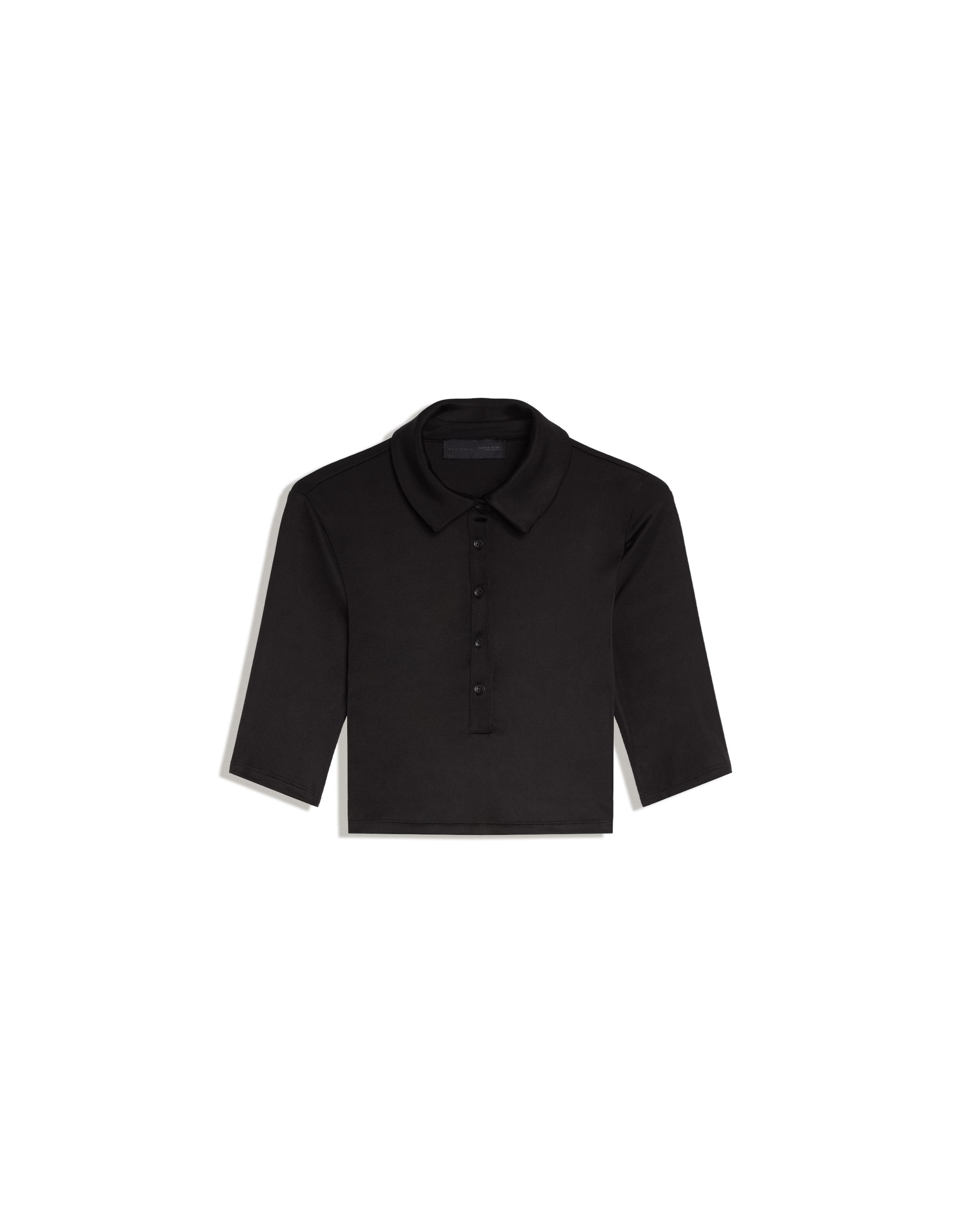 Polo collar button T-shirt — Black