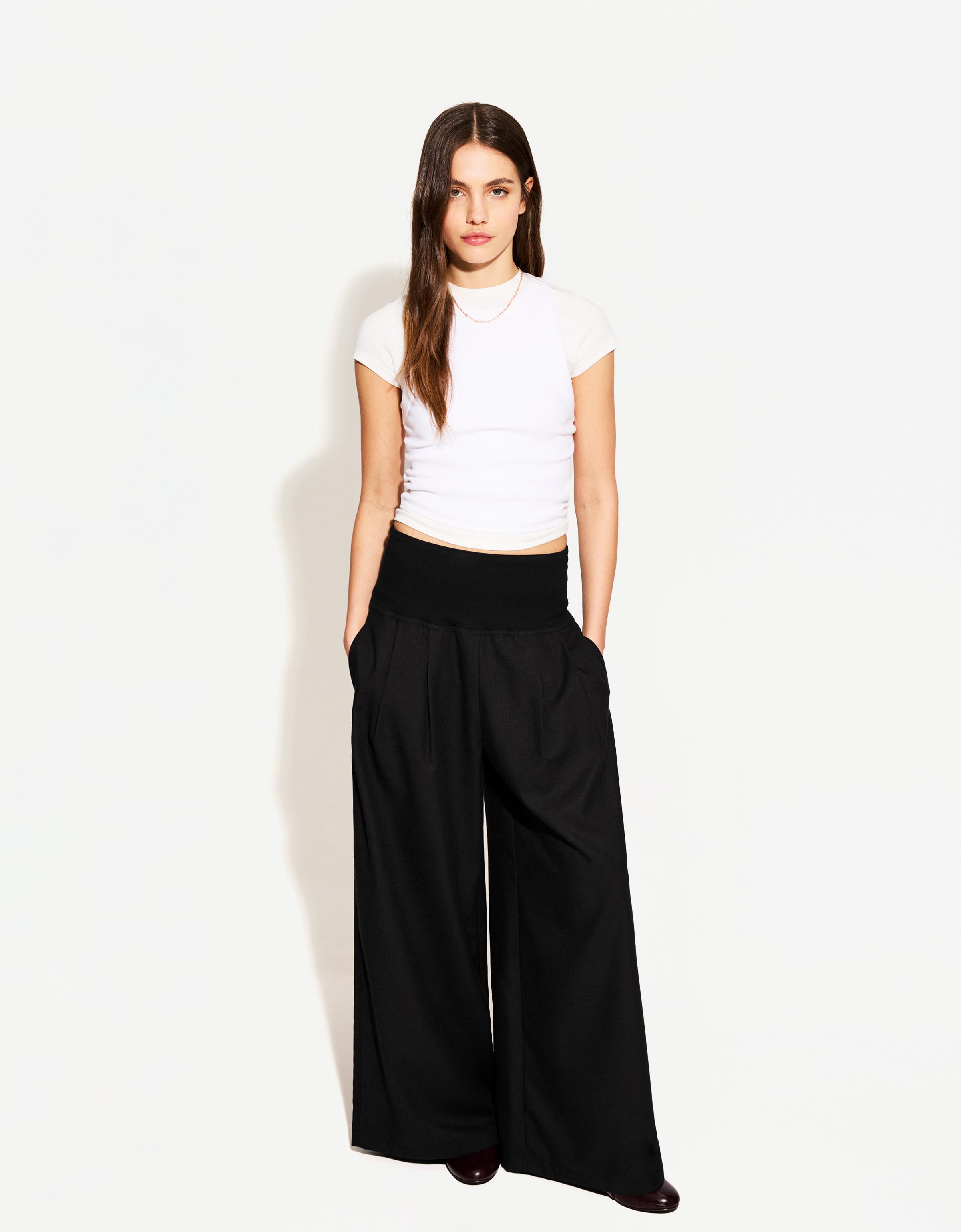 Bershka Wide-Leg-Hose Damen Xs Schwarz