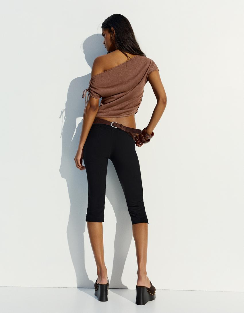 Asymmetric T-shirt-Brown