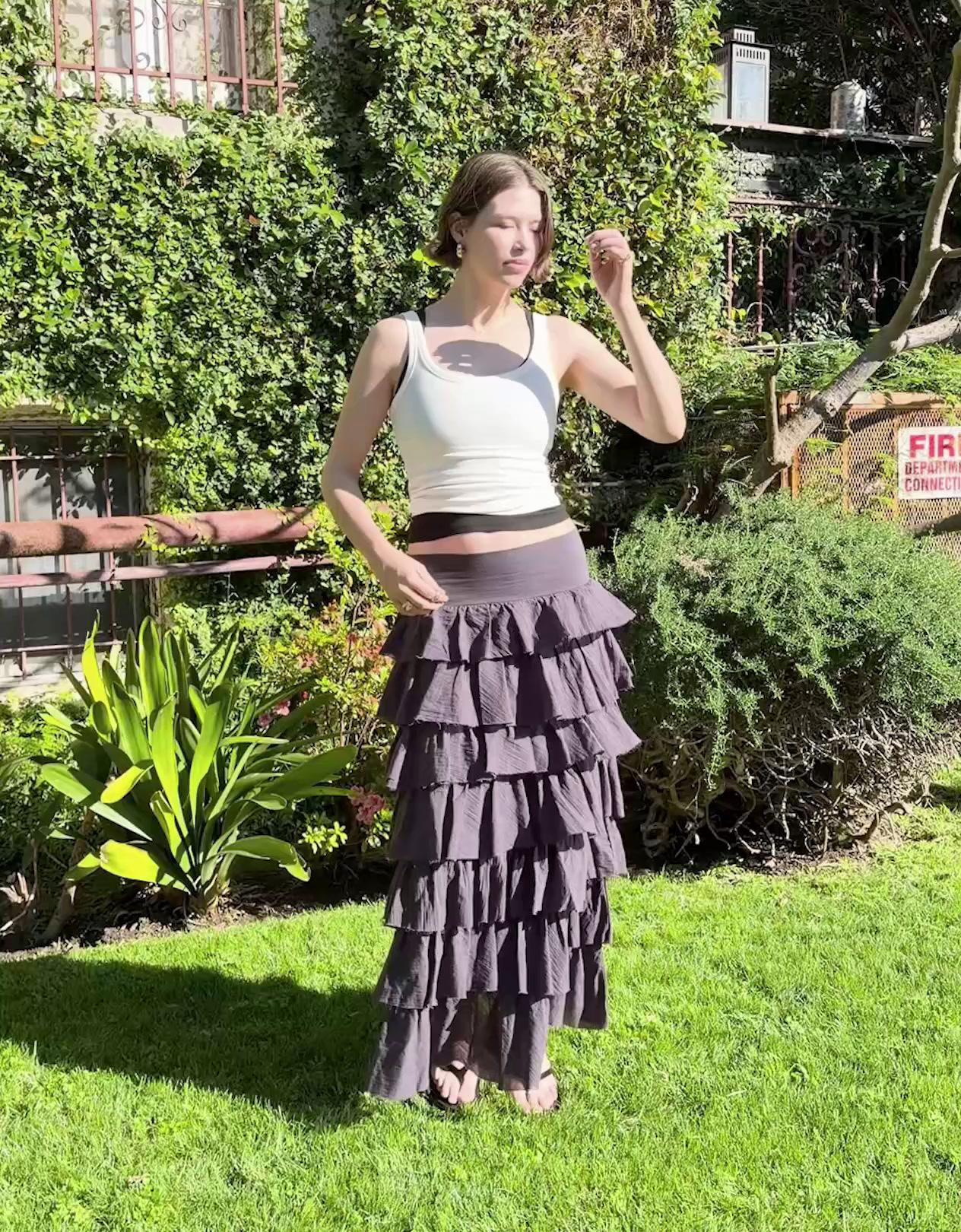 Volanlı rustik midi etek - Görsel 7