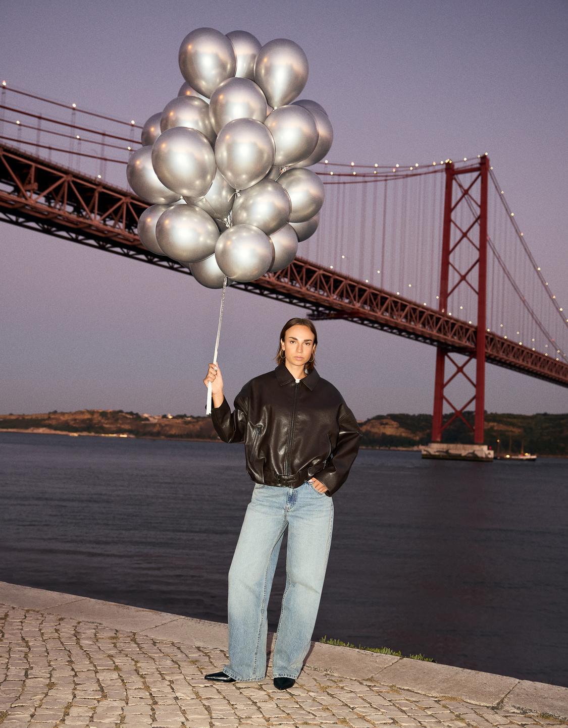 Oversize faux leather jacket