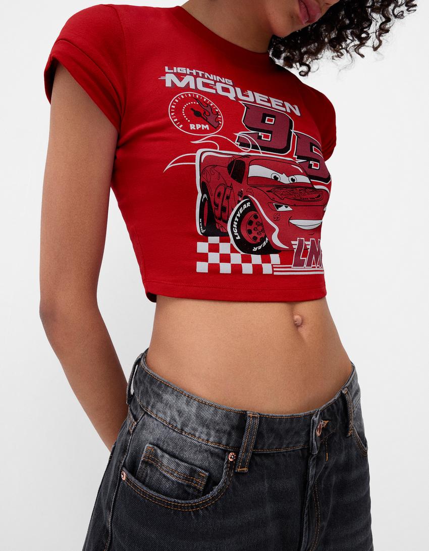 Kısa kollu araba baskılı t-shirt-Kırmızı-2