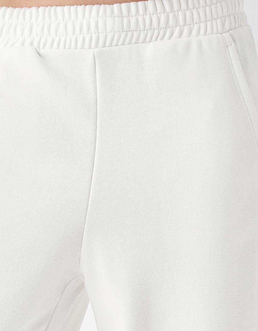 Pantalon wide leg molleton-Blanc cassé-5