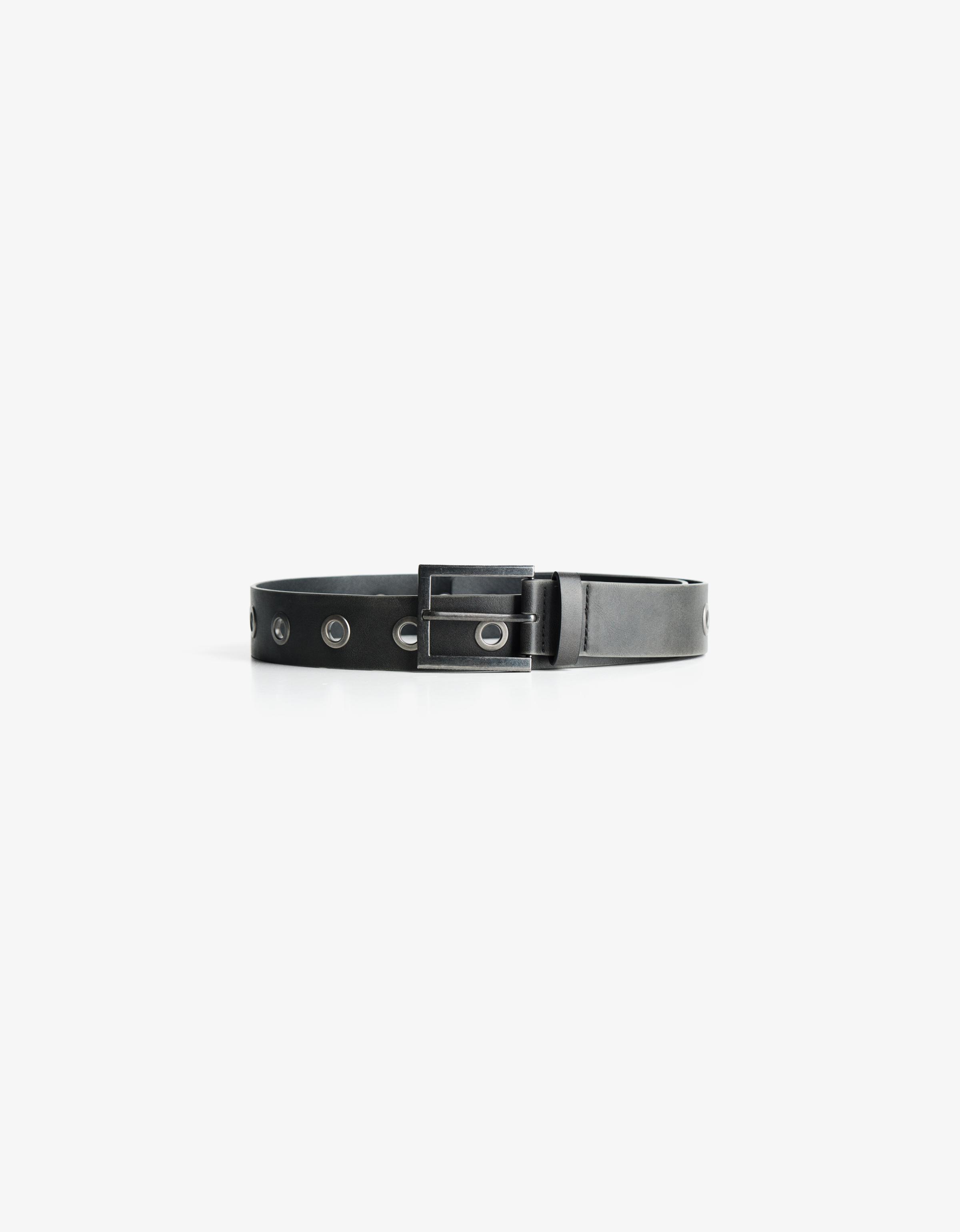 Bershka Ösengürtel Herren 95 Schwarz