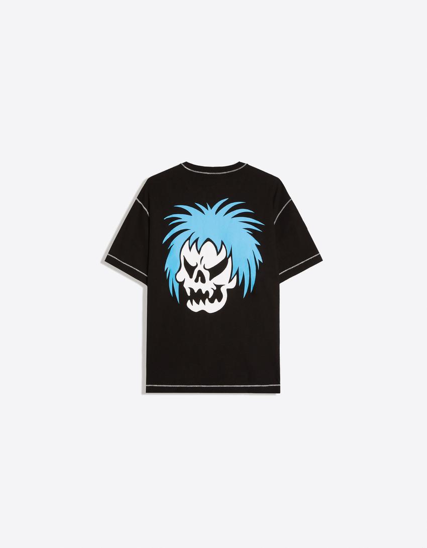 T-shirt manches courtes imprimé DEPRESION SONORA-Noir