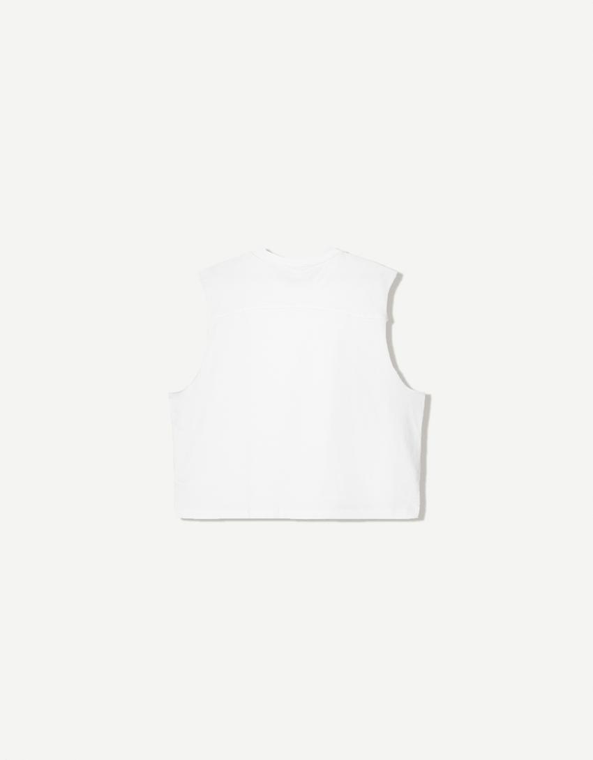 Tricou fără mâneci-Alb murdar