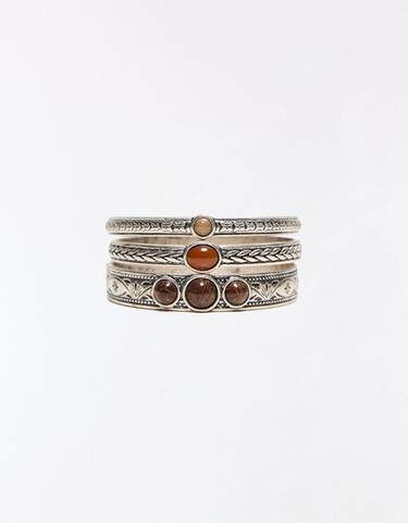 Pack of 3 stone bracelets — Silver 4