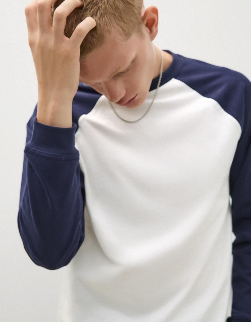 Long sleeve raglan T-shirt-Navy