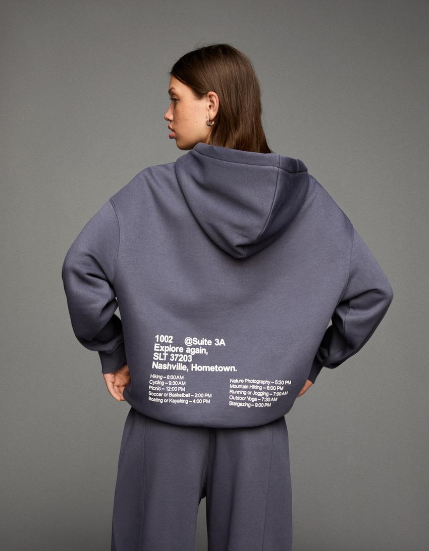 Moletom com capuz estampado-Cinza-escuro