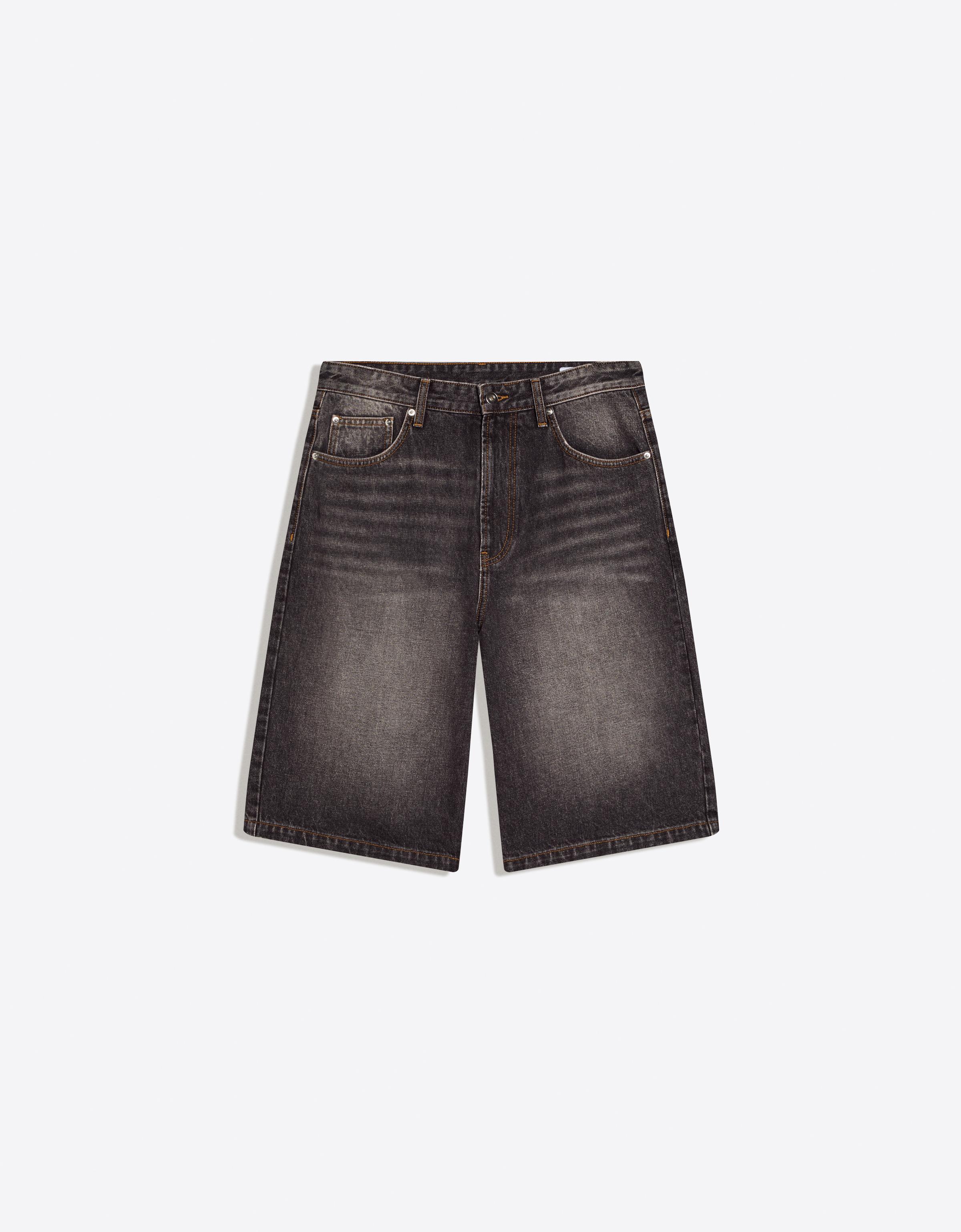 İşlemeli denim bermuda - Görsel 8