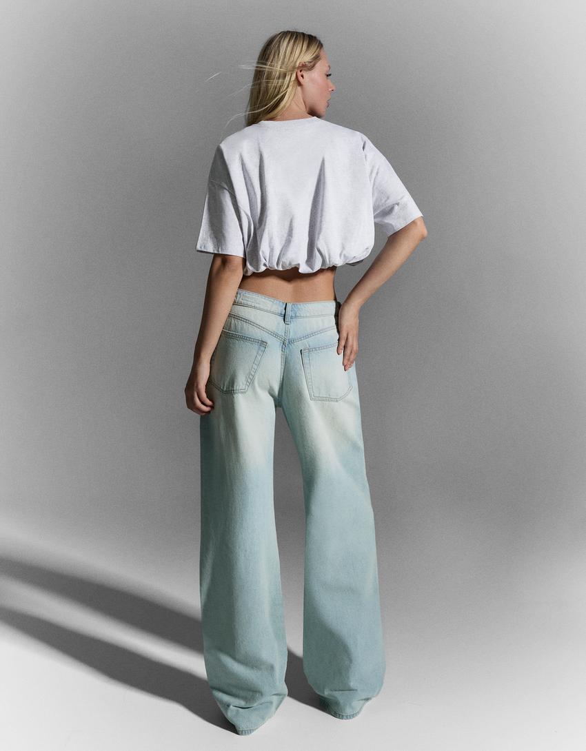 Slouchy düşük bel jean-Açık mavi