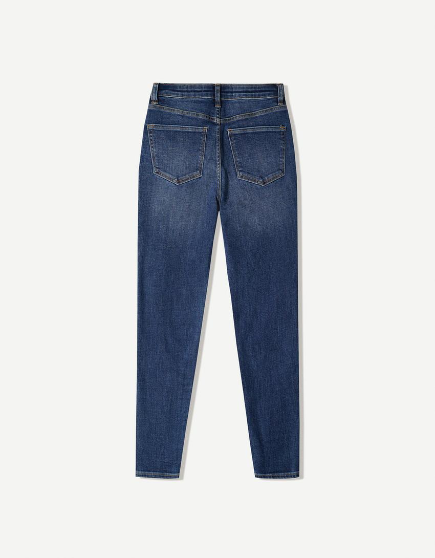 Jeans taille très haute skinny-Bleu