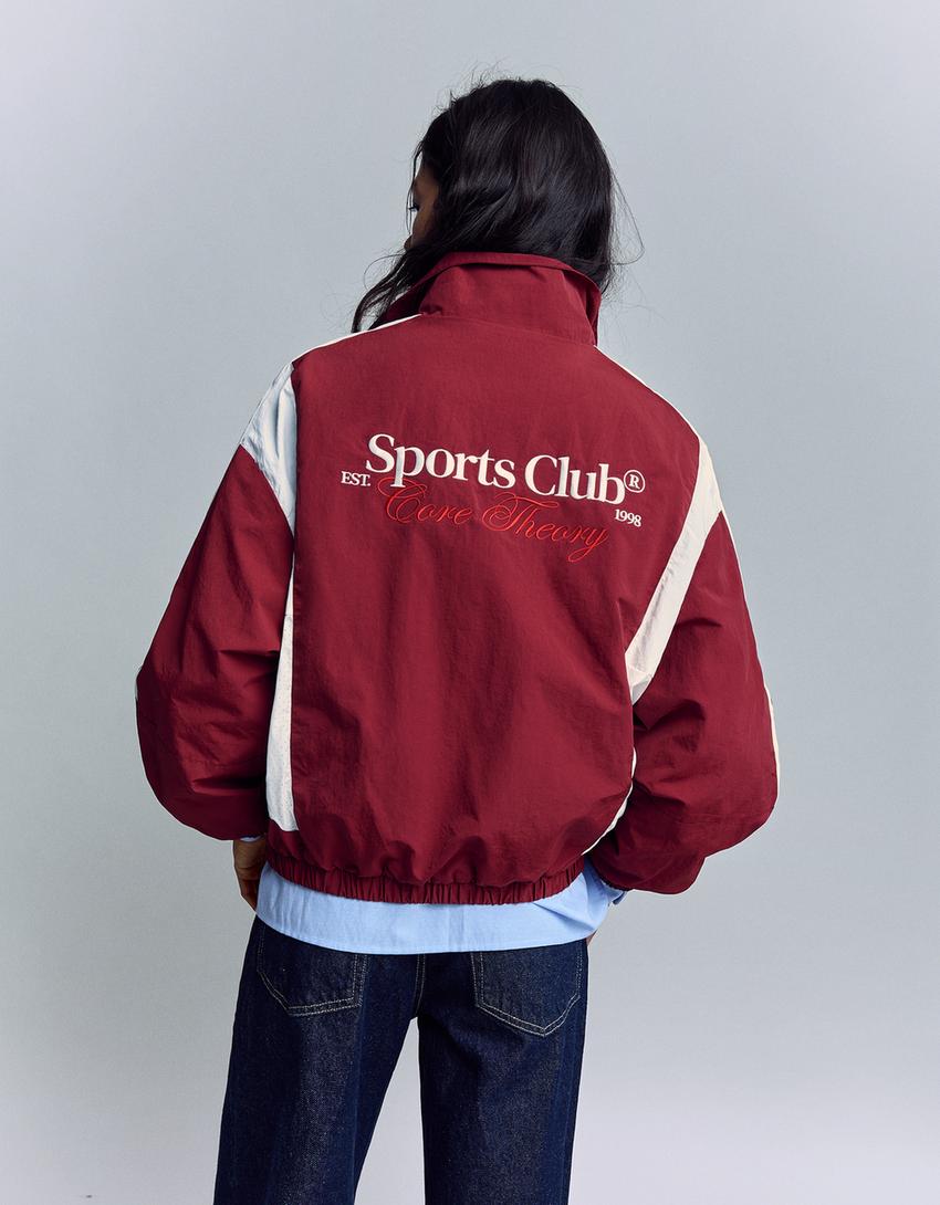 Lightweight embroidered jacket-Burgundy