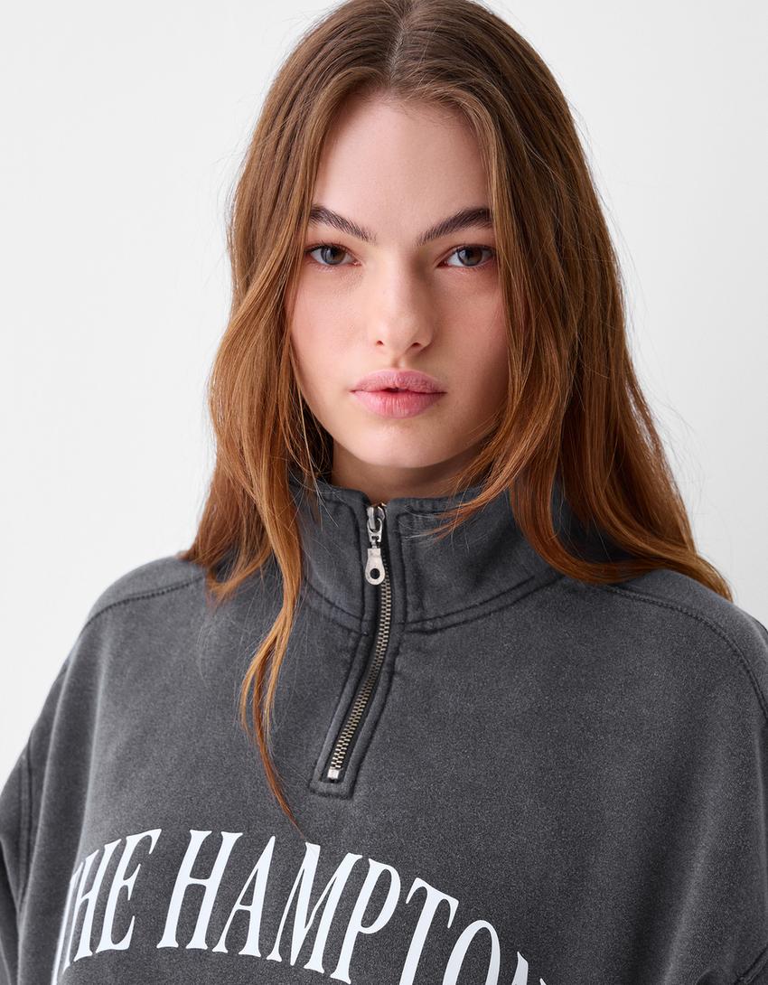 سويت شيرت بطبعة وسحاب-رمادي-2