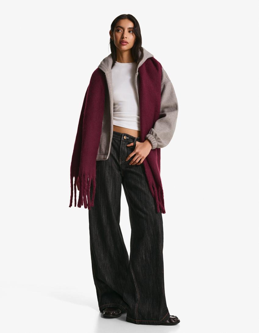 Solid-coloured scarf-Maroon